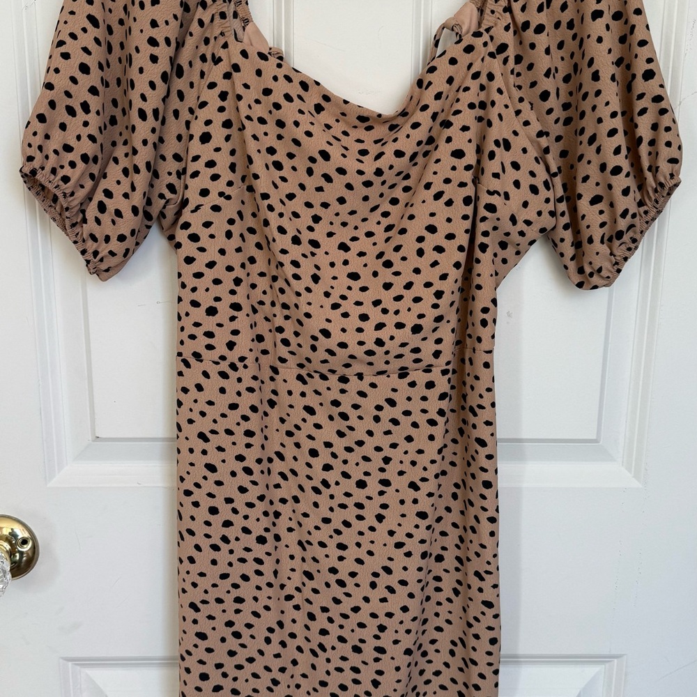 Sadie & Sage Tan Polka Dot Cheetah Dress - Picture 2 of 4